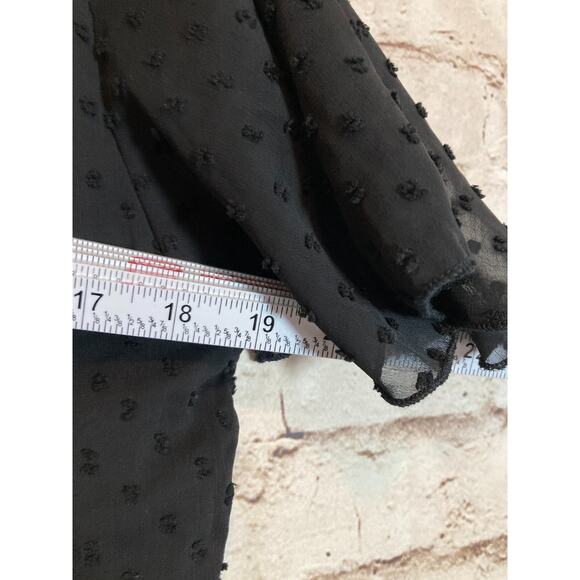 CDM Babydoll Dress Womens Large Black All Over Poms Flutter Sleeve Whimsigoth - Picture 9 of 14